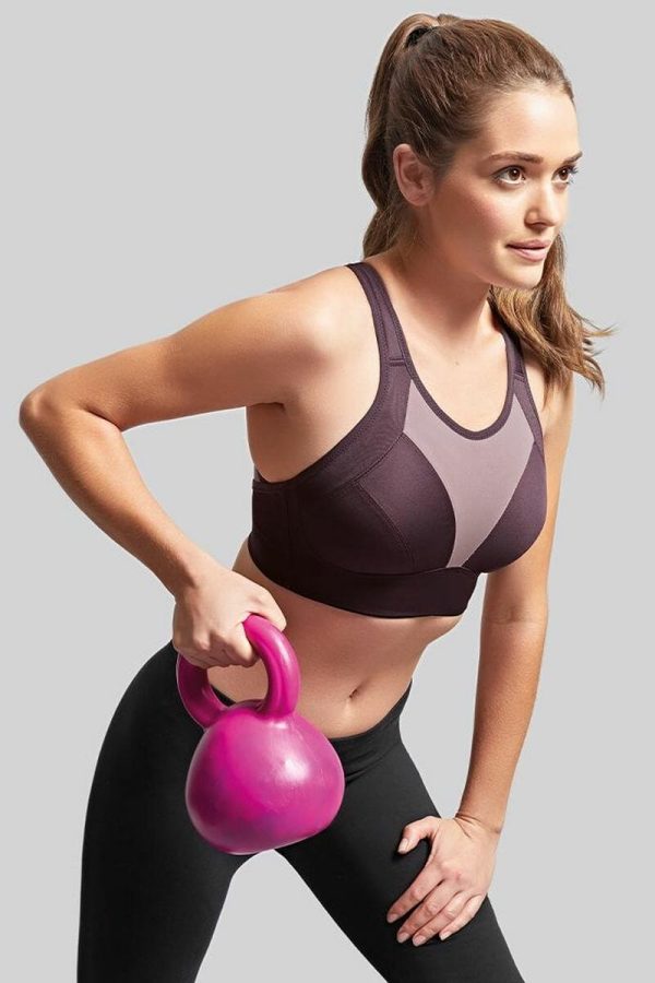 Royce Aerocool Sports Bra, Blackberry, Lifestyle View