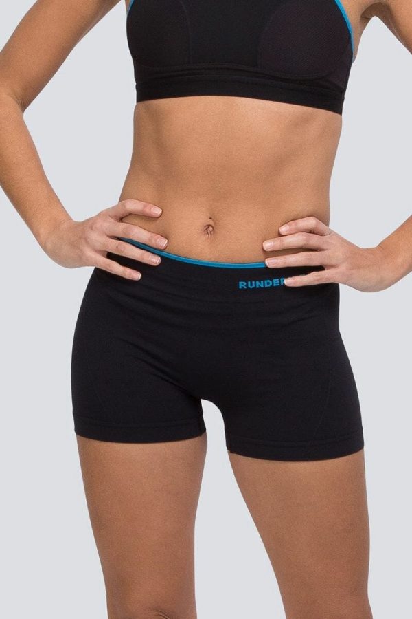 Runderwear Women's Running Boy Shorts, Black, Front View