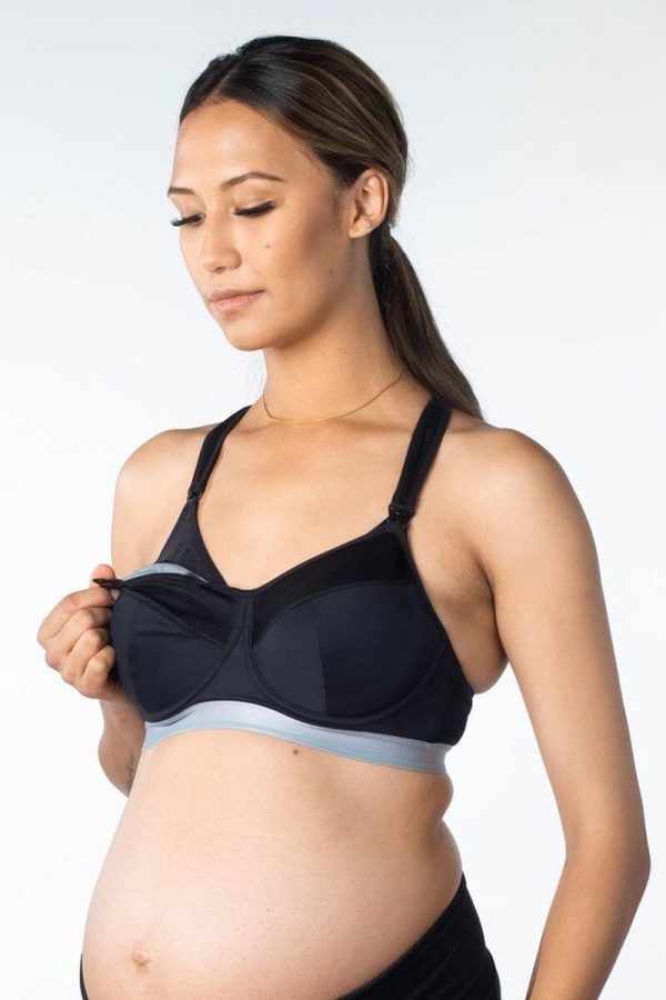 Hotmilk Reactivate Maternity Sports Bra, Black, Cropped Cup View