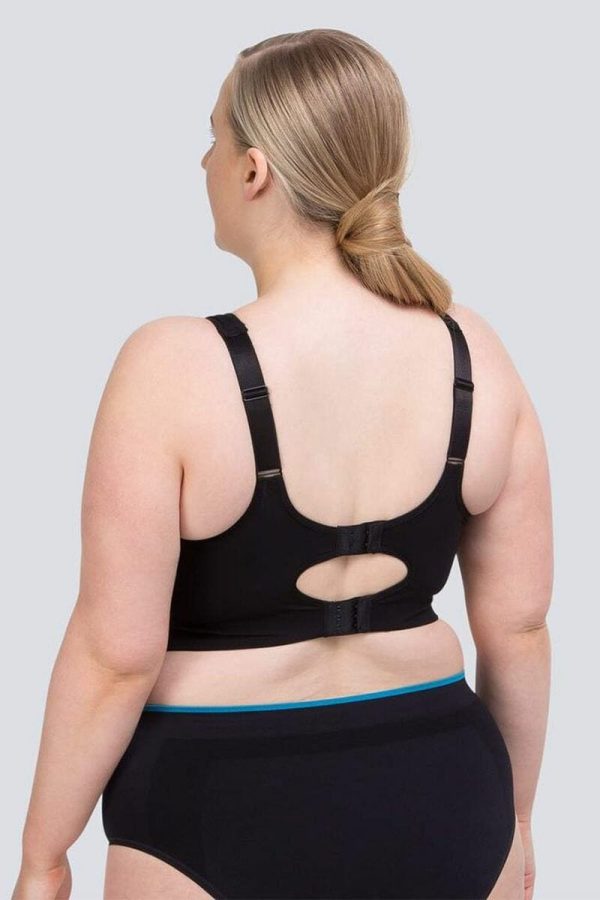 Runderwear Easy-On Support Running Bra, Black, Back View