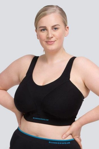 Runderwear Easy-On Support Running Bra, Black, Front View