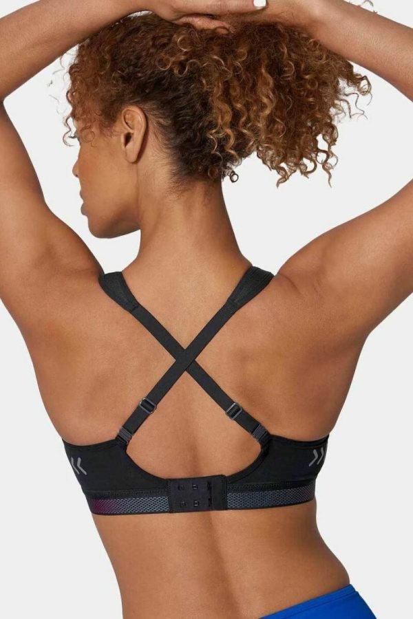Triumph Triaction Cardio Cloud Padded Sports Bra, Black, Crossed Back View