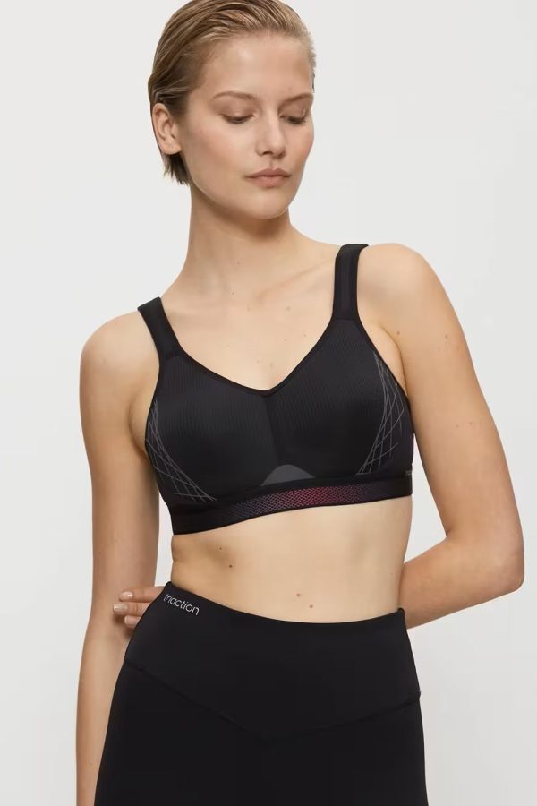 Triumph Triaction Cardio Cloud Padded Sports Bra, Black, Front View