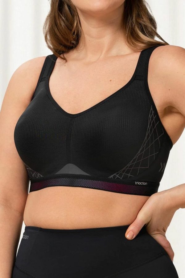 Triumph Triaction Cardio Cloud Padded Sports Bra, Black, Front View