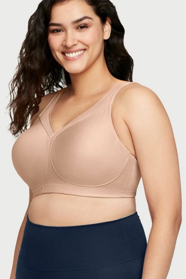 Glamorise Sport Magic Lift Seamless Sports Bra, Cafe, Side View