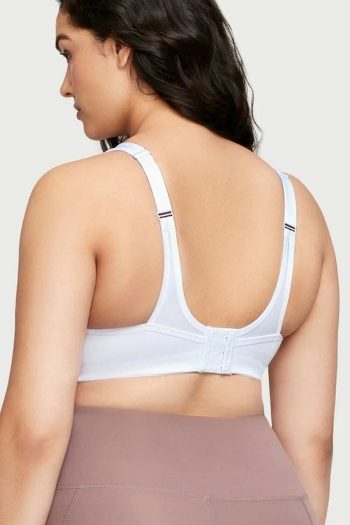 Glamorise Sport No-Bounce Camisole Sports Bra, White, Back View