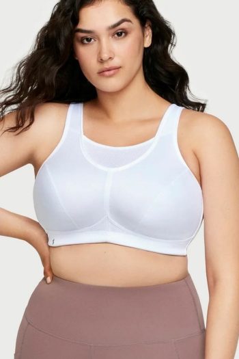 Glamorise Sport No-Bounce Camisole Sports Bra, White, Front View