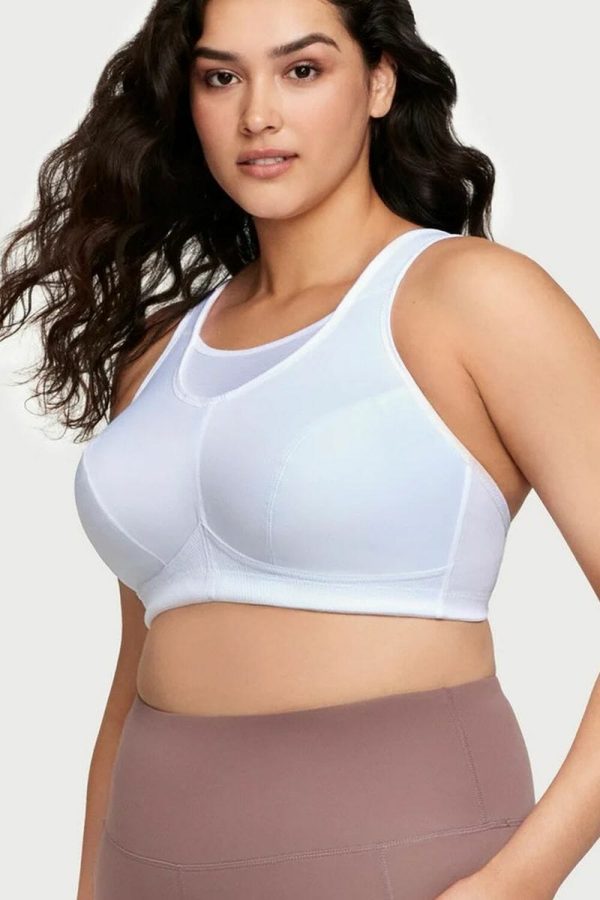 Glamorise Sport No-Bounce Camisole Sports Bra, White, Side View