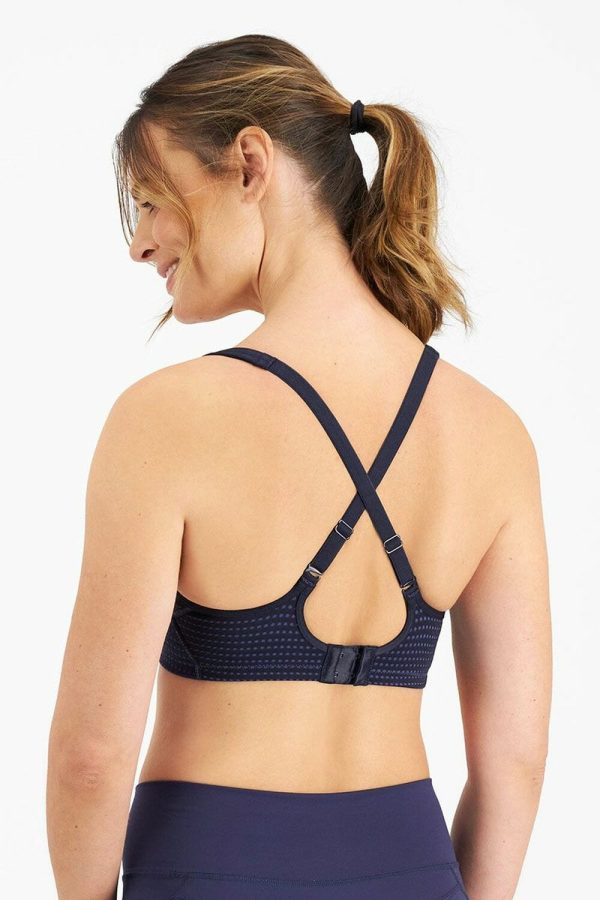 Berlei Electrify Mesh Underwire Bra, Navy, Crossed Back View