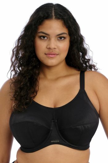 Elomi Energise Underwired Sports Bra, Black, Front View