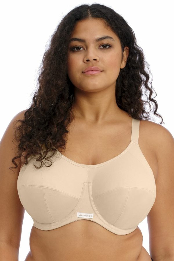 Elomi Energise Underwired Sports Bra, Nude, Front View