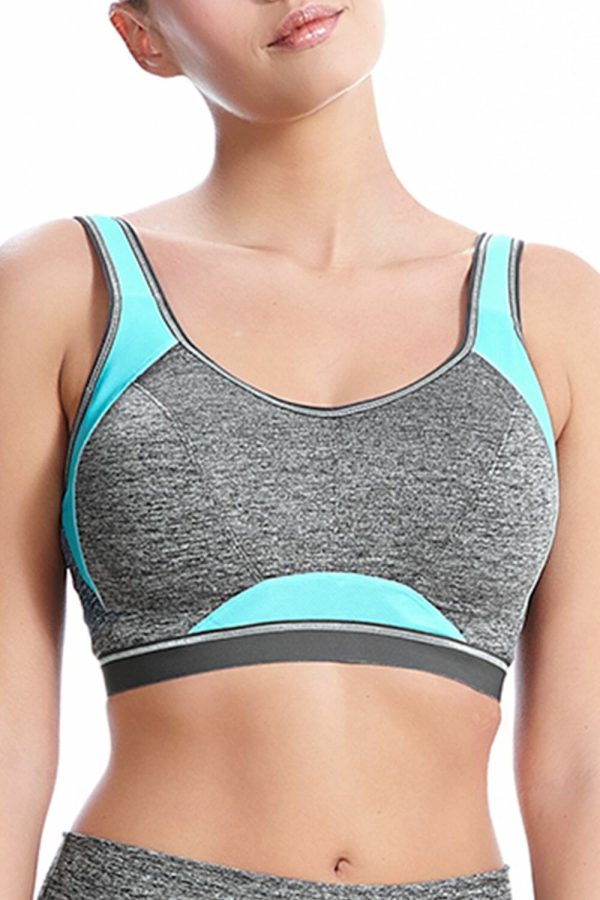 Freya Active Epic Underwired Crop Top Sports Bra, Carbon, Front View