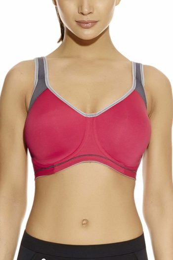 Freya Active Sonic Underwired Spacer Bra, Hot Crimson, Front View