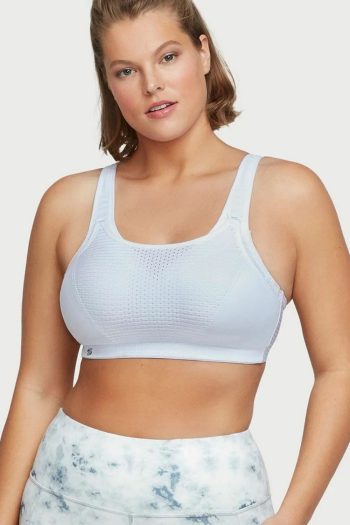 Glamorise Sport Custom Control Adjustable Sports Bra, White, Front View