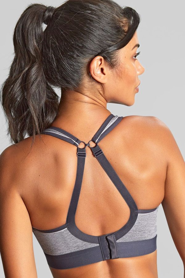 Panache Boundless Wirefree Sports Bra, Charcoal Marle, Clipped Back View