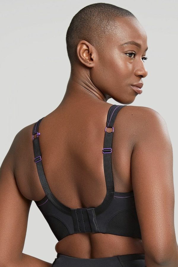Panache Wirefree Sports Bra, Black, Back View