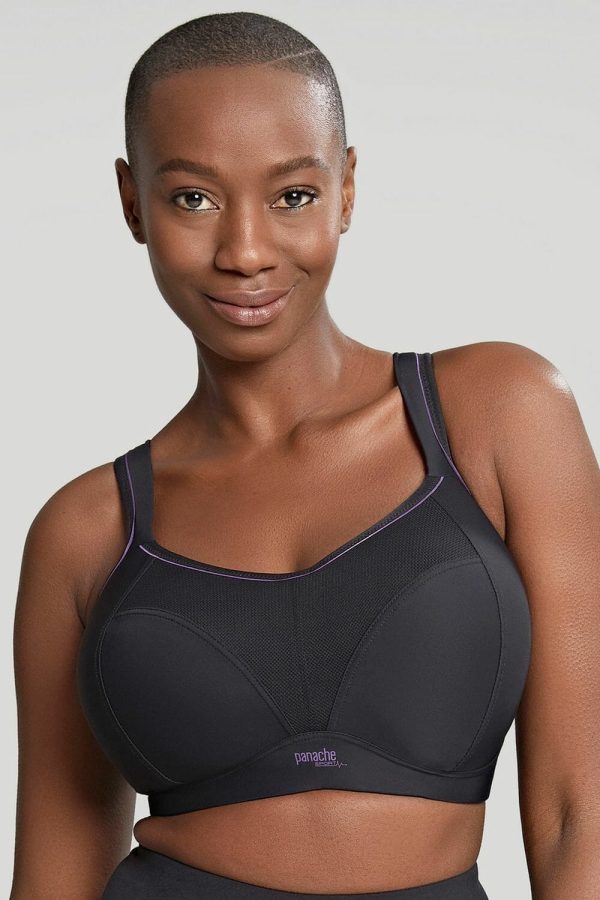 Panache Wirefree Sports Bra, Black, Front View