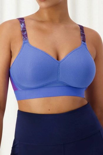 Triumph Triaction Hybrid Lite Sports Bra,Blue Light Combo, Front View