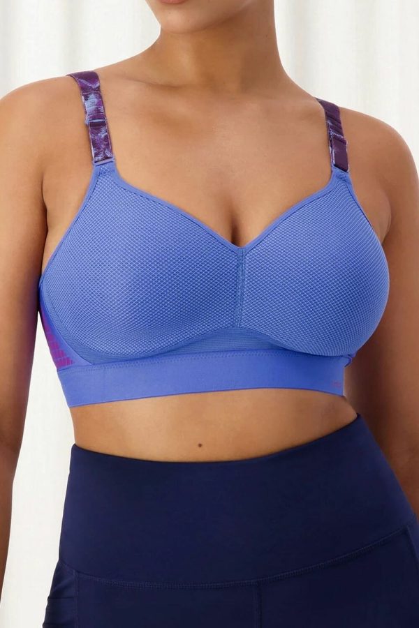 Triumph Triaction Hybrid Lite Sports Bra,Blue Light Combo, Front View