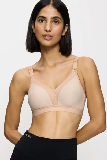 Triumph Triaction Wellness Wirefree Bra, Neutral Beige, Front View