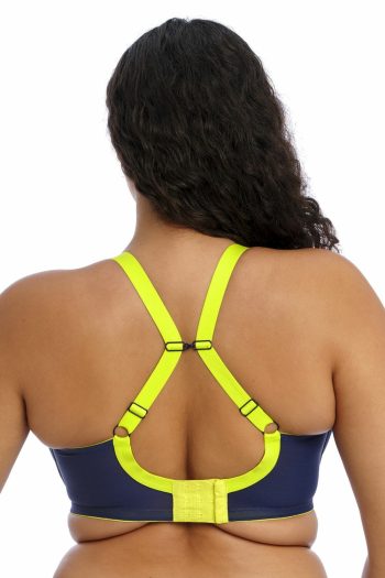Elomi Energise Underwired Sports Bra, Navy, Clipped Back View