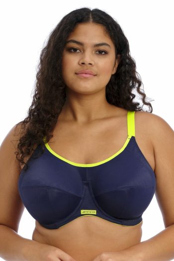 Elomi Energise Underwired Sports Bra, Navy, Front View