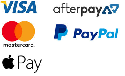 We accpet Visa, Mastercard, PayPal and Afterpay