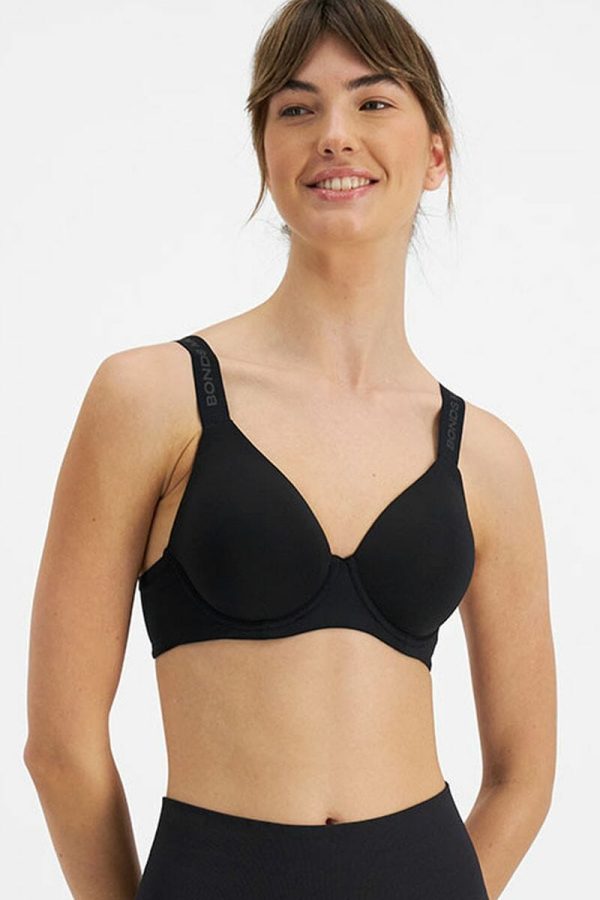 Bonds Move Contour Sports Bra, Black, Front View