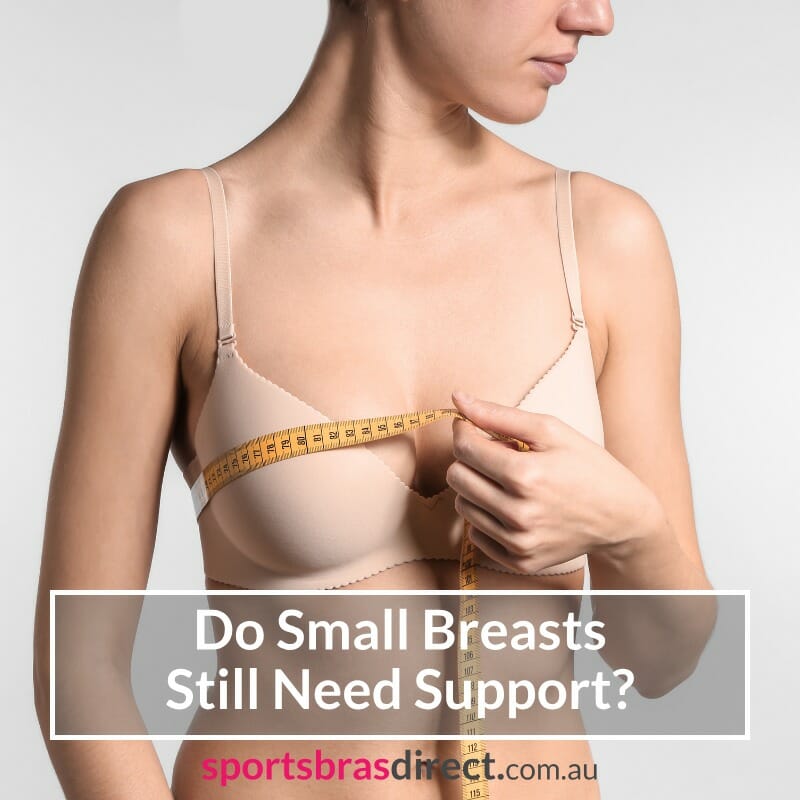 Women in a bra measuring her bust.