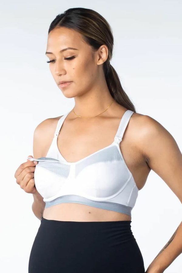 Hotmilk Reactivate Maternity Sports Bra, White, Cup Access View