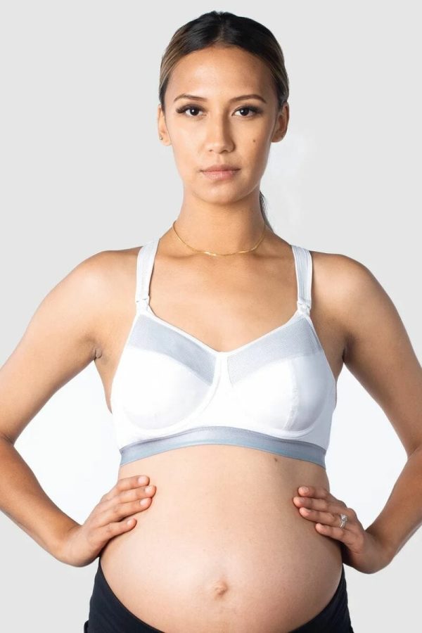 Hotmilk Reactivate Maternity Sports Bra, White, Front View