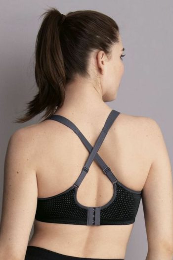 Anita Active Performance WireX Sports Bra, Black-Anthracite, Back View