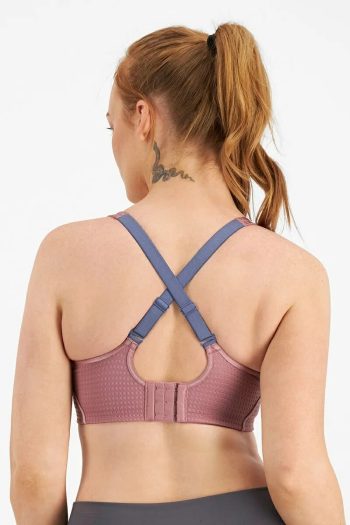 Berlei Electrify Mesh Underwire Bra, Washed Plum, Crossed Back View