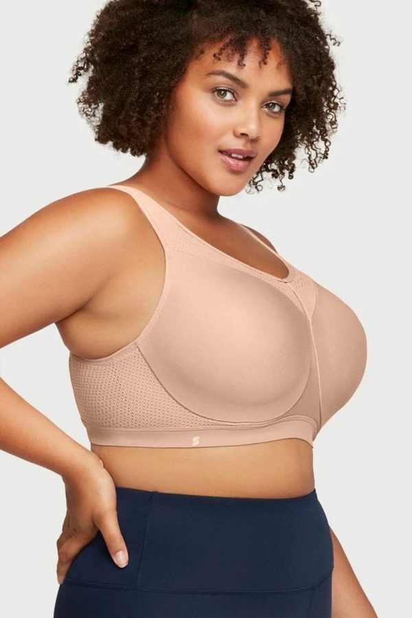 Glamorise High Impact Underwire Sport Bra, Cafe, Side