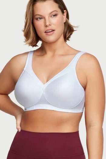 Glamorise Sport Magic Lift Seamless Sports Bra, White, Front View