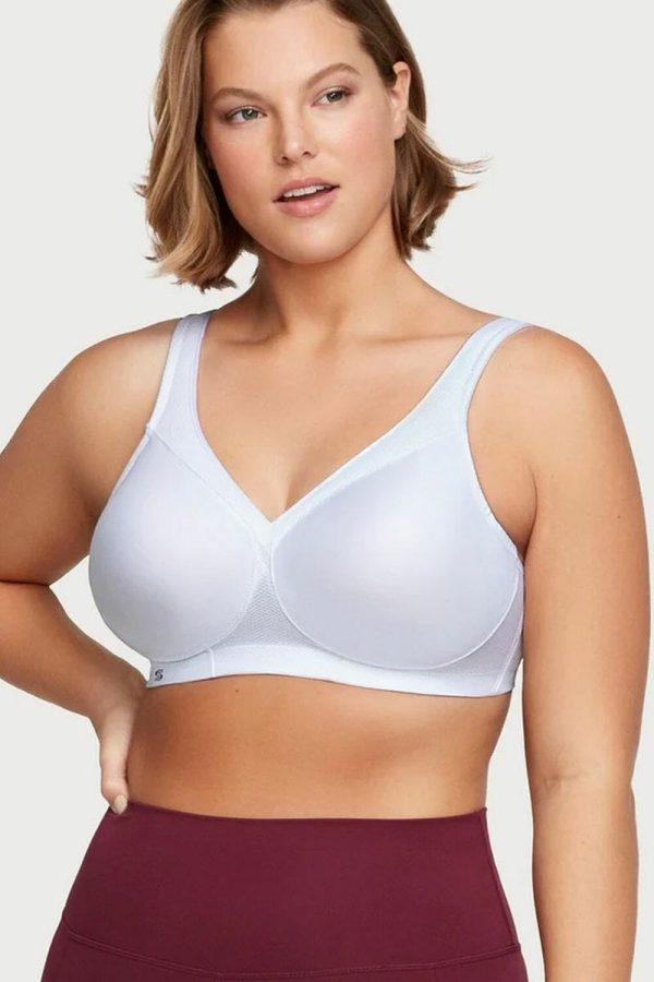 Glamorise Sport Magic Lift Seamless Sports Bra, White, Front View