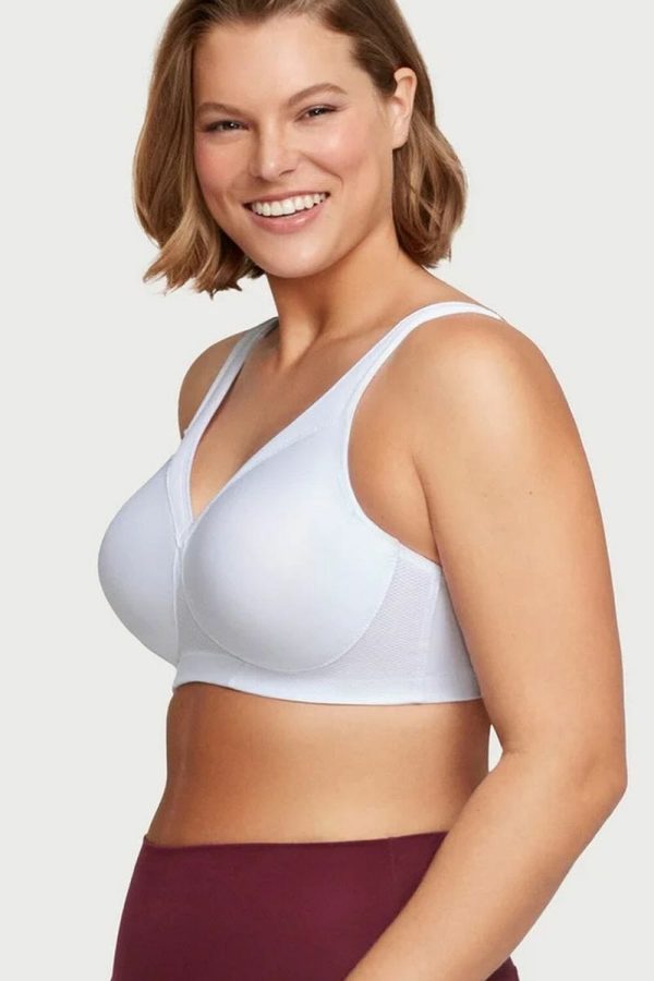 Glamorise Sport Magic Lift Seamless Sports Bra, White, Side View