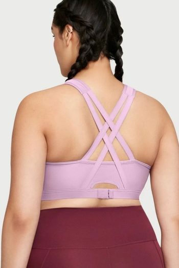 Glamorise Sport Zip Up Front-Closure Sports Bra, Lavender, Back View