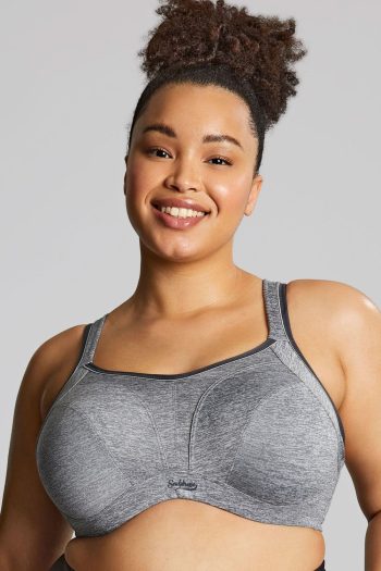 Sculptresse Activate Underwired Sports Bra, Charcoal Marle, Front View