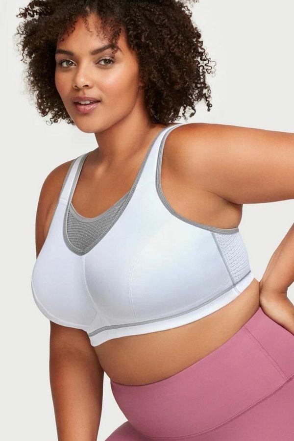 Glamorise Sport_No-Bounce Camisole Elite Sports Bra, White, Side View