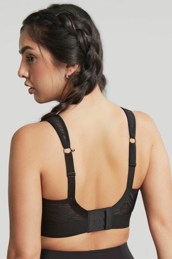 Panache Sport Wirefree Mesh Sports Bra, Black-Latte, Regular Back View