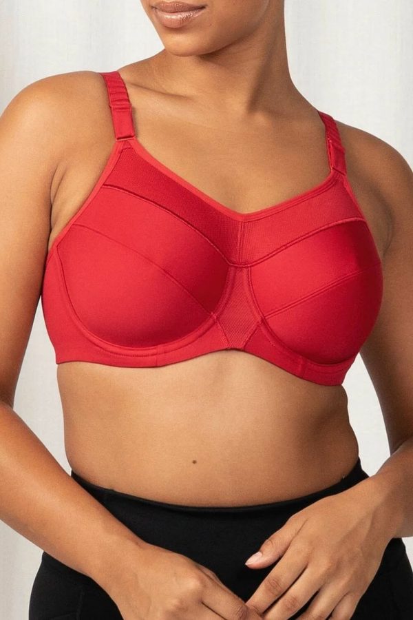 Triumph Triaction Ultra W Sports Bra, Shanghai Red, Front View