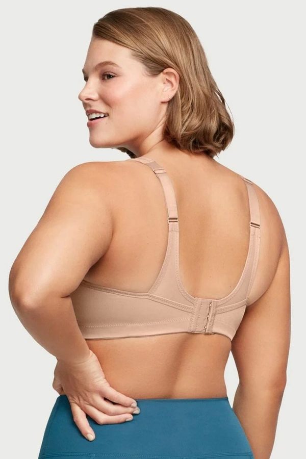 Glamorise Sport No-Bounce Camisole Sports Bra, Cafe, Back View