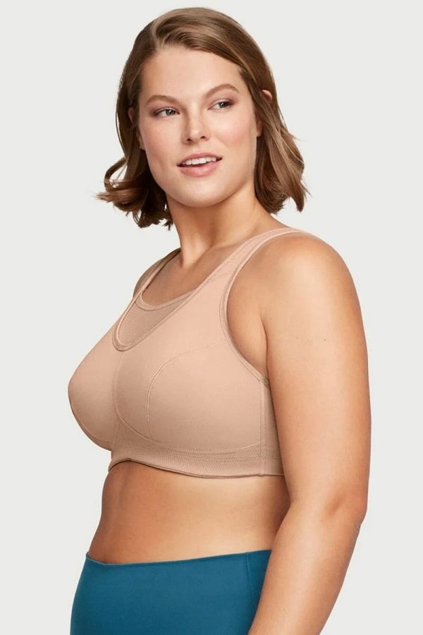 Glamorise Sport No-Bounce Camisole Sports Bra, Cafe, Side View