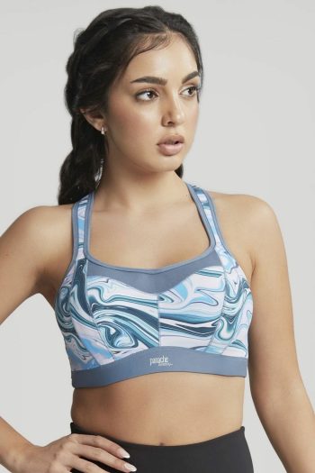 Panache Sport Underwired Racerback Sports Bra, Marble, Front View