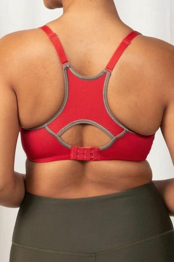 Triumph Triaction Racerback Sports Bras 2 Pack, Red-Grey Trim, Back View
