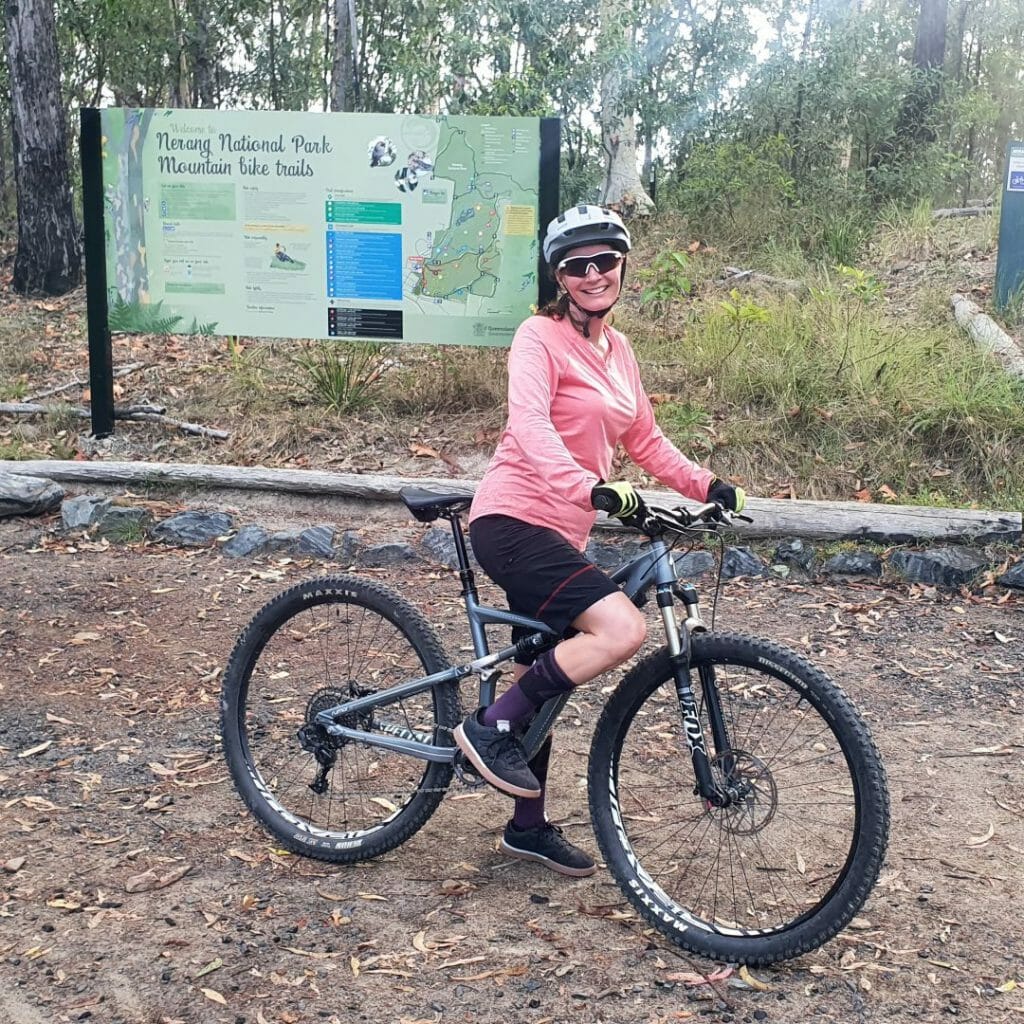 Woman riding a mountain bike