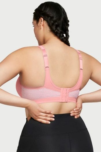 Glamorise High Impact Underwire Sport Bra, Pink Blush, Back