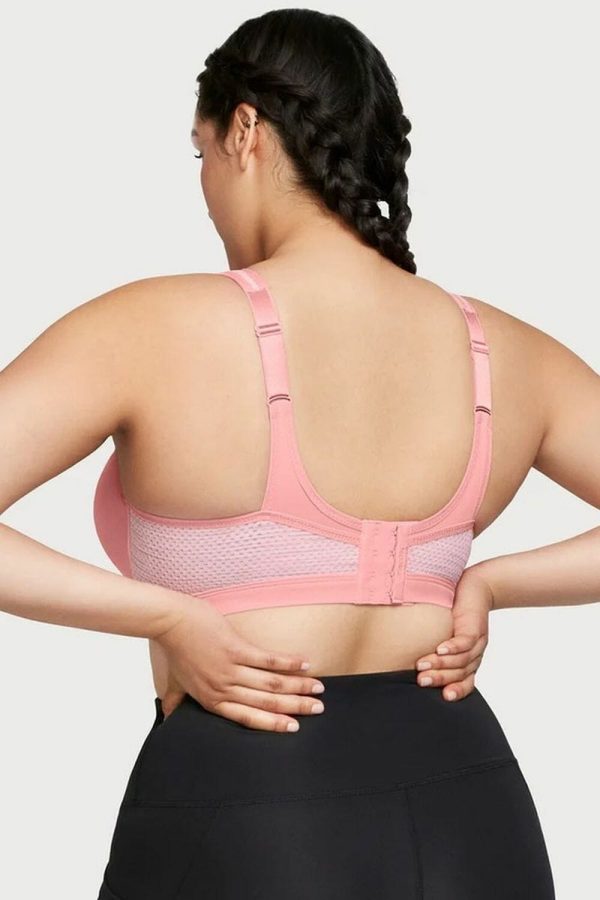 Glamorise High Impact Underwire Sport Bra, Pink Blush, Back