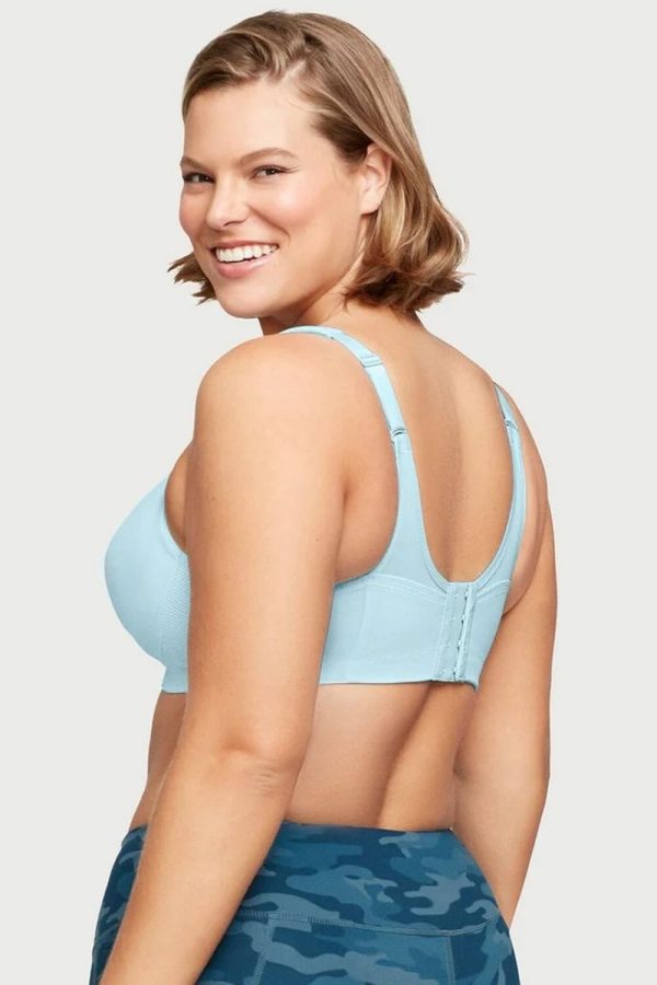 Glamorise Sport Magic Lift Seamless Sports Bra, Frosted Aqua, Back